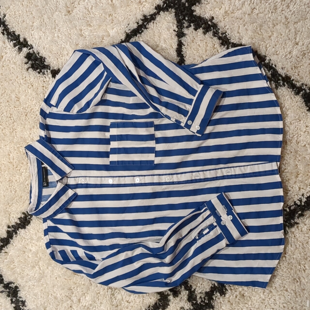 New York & Company Striped Dress Shirt XXL